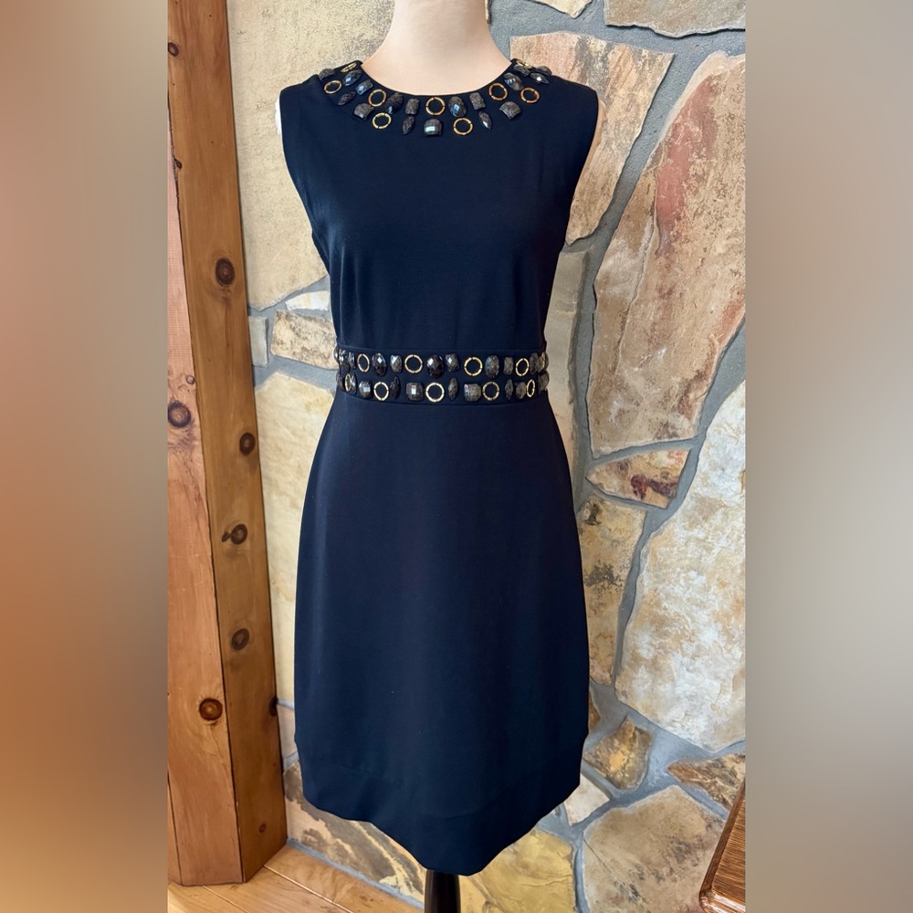 BANANA REPUBLIC Black Dress with Gold & Stone Accents (6) - Picture 3 of 17